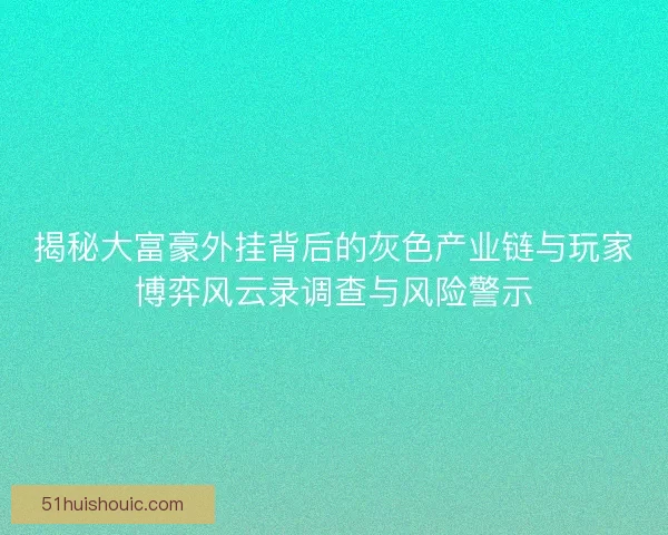 揭秘大富豪外挂背后的灰色产业链与玩家博弈风云录调查与风险警示